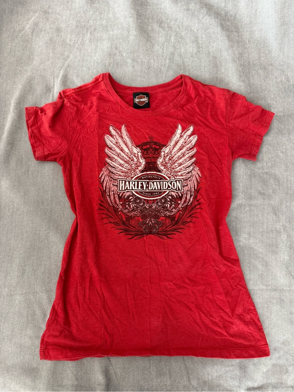 Harley-Davidson Red Winged Logo Short Sleeve Tee